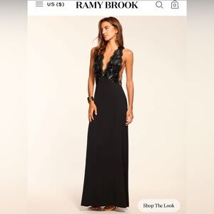 RAMY BROOK Chantal Embellished Plunging V-Neck Gown